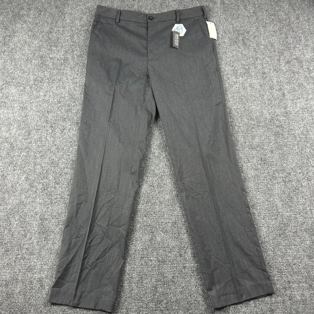 Van Heusen Dress Pants Mens 32x32 Charcoal Air Straight Fit Max-Flex Stretch New